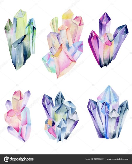 Кристаллы акварелью