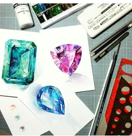 Рисование драгоценных камней