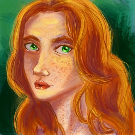 Девушка с рыжими волосами и зелеными глазами