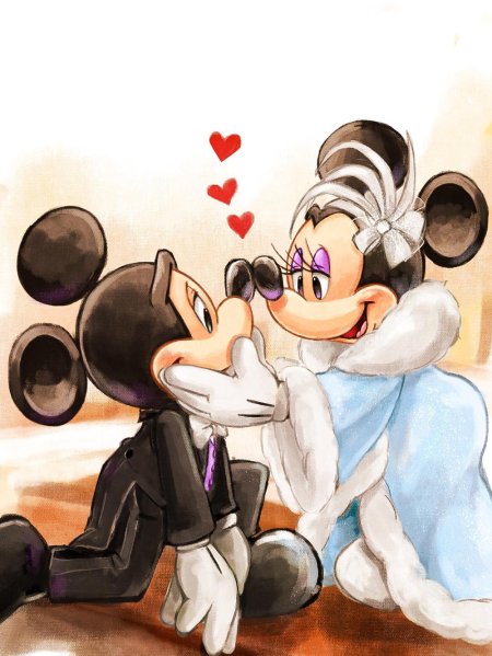 Микки маус и минни маус любовь поцелуй
