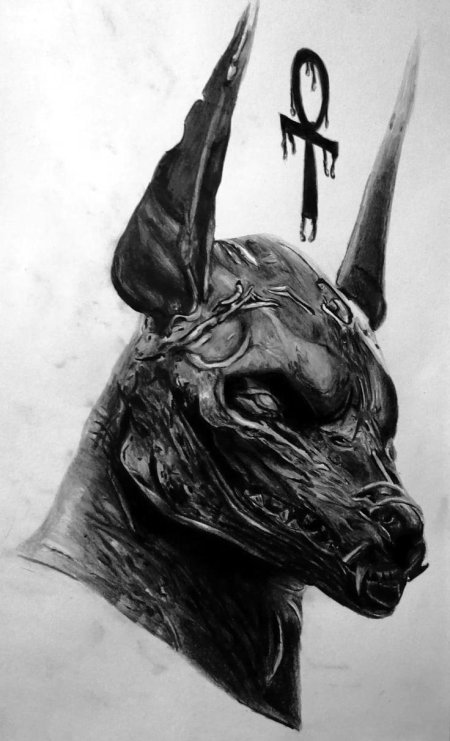 Эскиз тату анубис