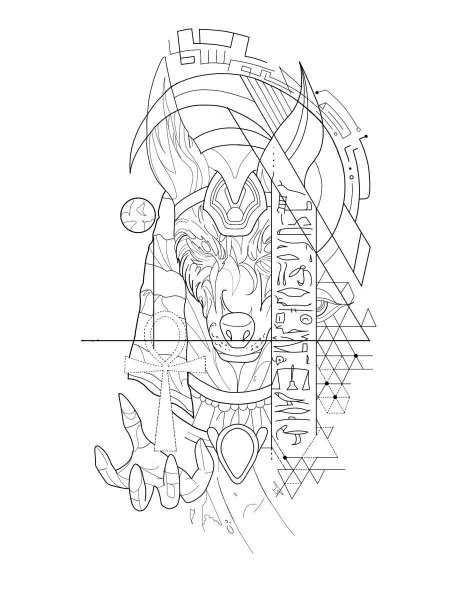 Анубис эскиз тату