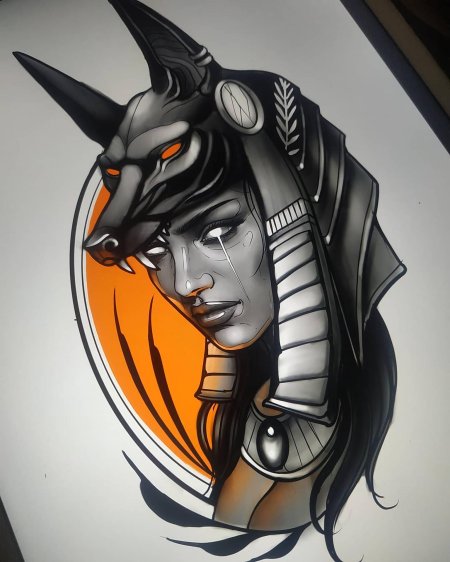 Тату эскиз анубис