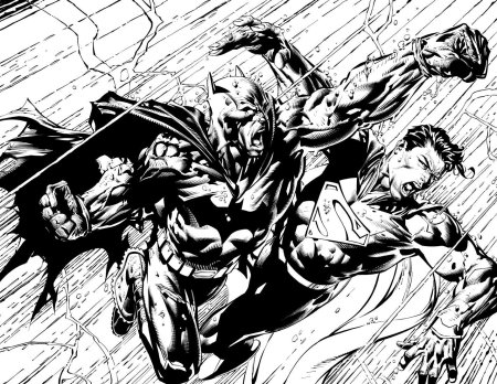 Раскраски бэтмен против супермена