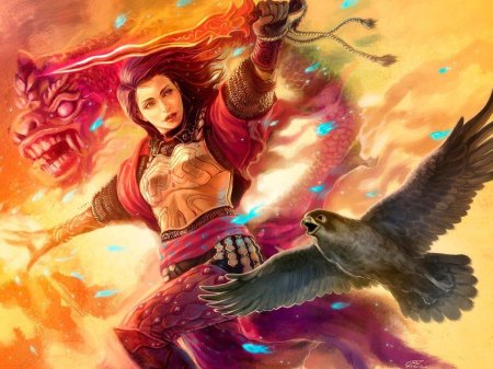 Девушка с соколом фэнтези
