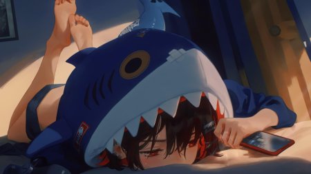 Девочка акула аниме