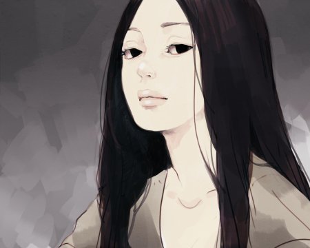 Девушка с длинными волосами арт