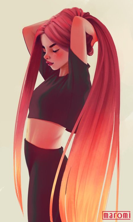 Девушка с длинными волосами арт