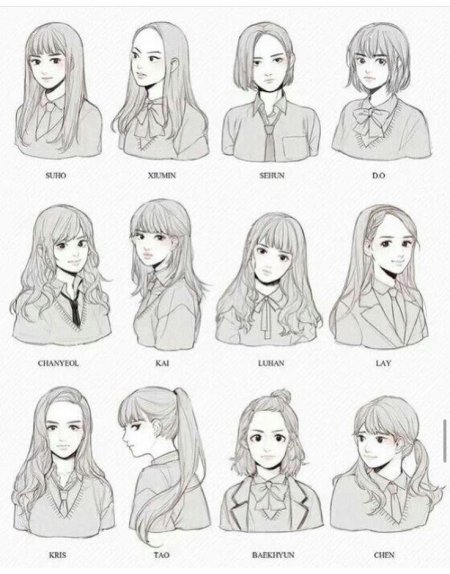 Аниме волосы референс