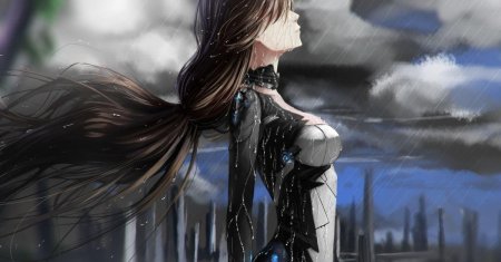 Аниме девушка с длинными волосами