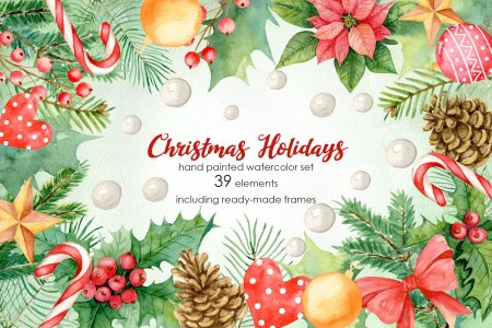 Акварельный новогодний фон