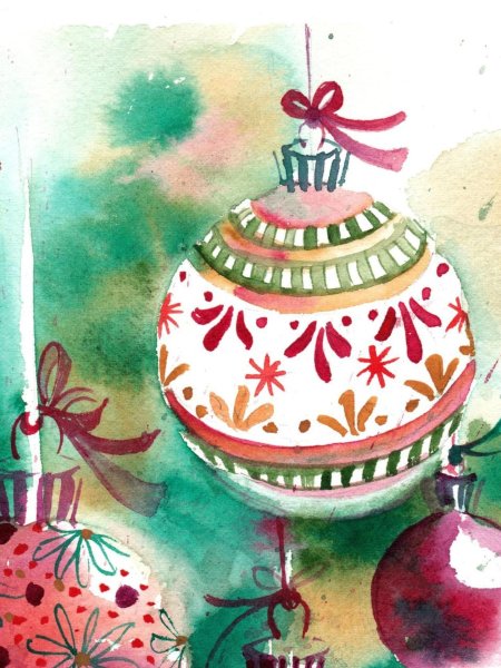 Акварельные новогодние открытки