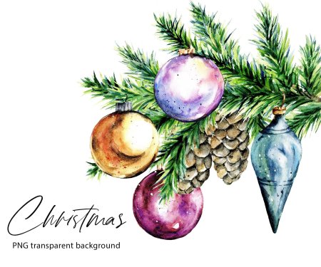 Новогодние шары акварелью