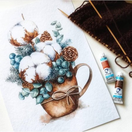 Новогодние открытки акварель