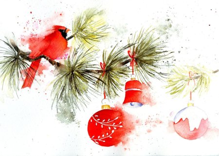 Новогодние открытки акварель