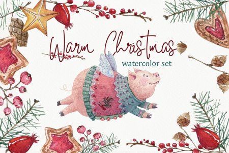 Новый год акварель