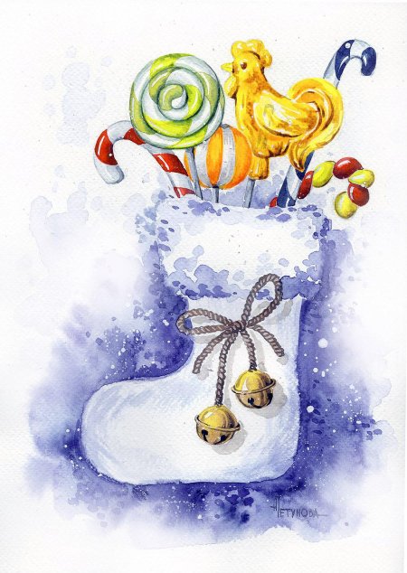 Новогодние акварельные открытки