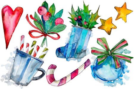 Рисунки акварелью новогодние