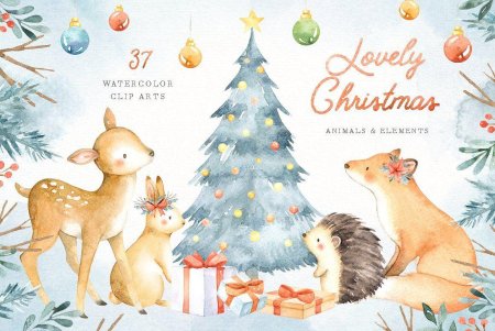 Рождественские открытки акварелью