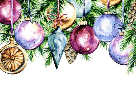 Новогодние шары акварелью