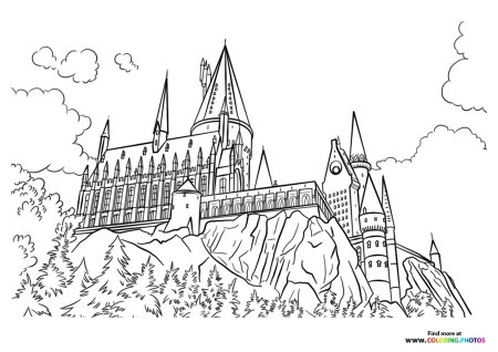 Раскраска гарри поттер замок хогвартс