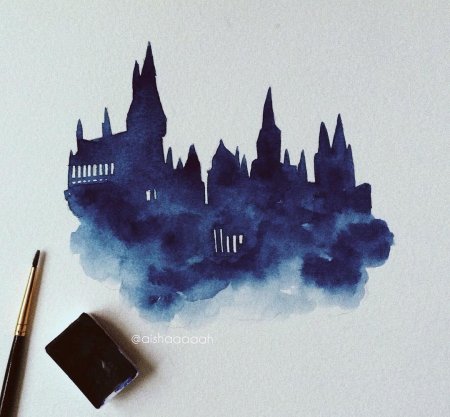 Акварельные скетчи гарри поттер