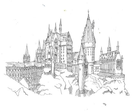 Раскраска гарри поттер замок хогвартс