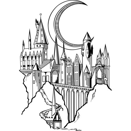 Гарри поттер замок хогвартс черно белый