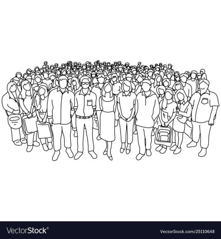 Толпа людей карандашом