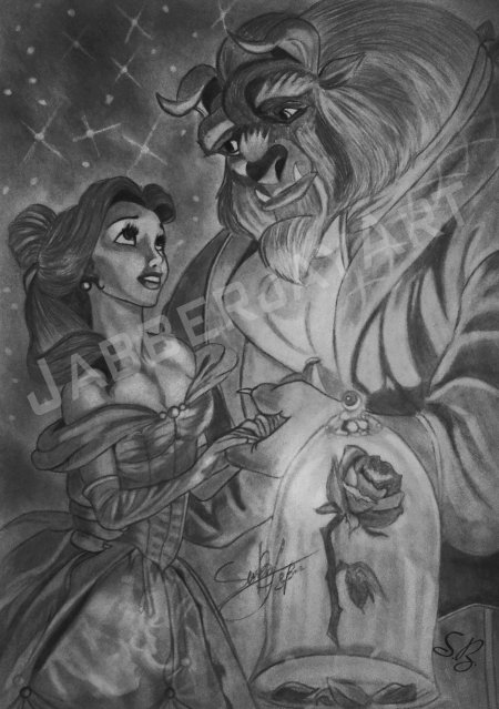 Красавица и чудовище карандашом
