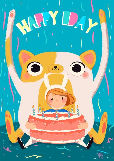 Арт открытка с днем рождения