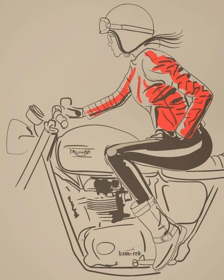 Девушка на мотоцикле рисунок