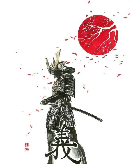 Эскиз тату самурай