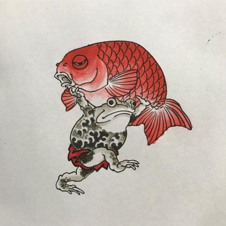 Японская гравюра жаба