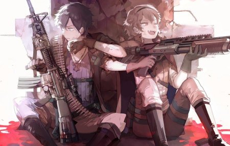 Аниме группа парней с оружием