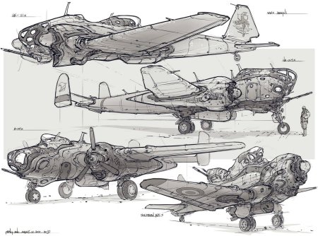 Истребители дизельпанк концепт арт