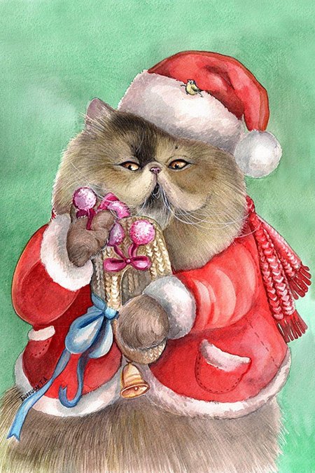 Новогодние котики рисунки