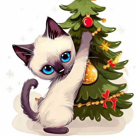 Новогодние котики рисунки