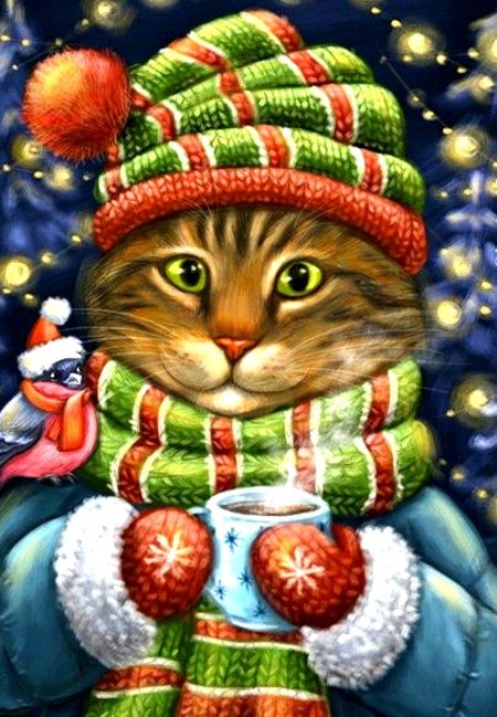 Новогодние коты рисунки