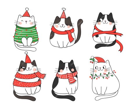 Новогодние коты скетч