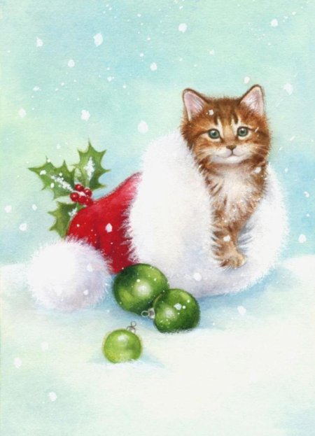 Новогодние открытки с котиками