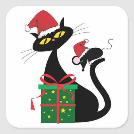 Новогодний кот мультяшный