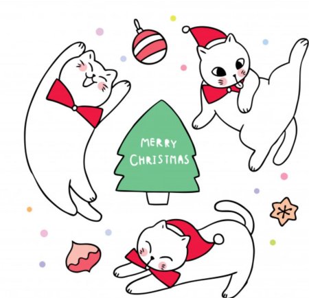 Новогодний котик мультяшный