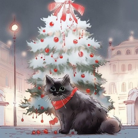 Новогодний котик арт