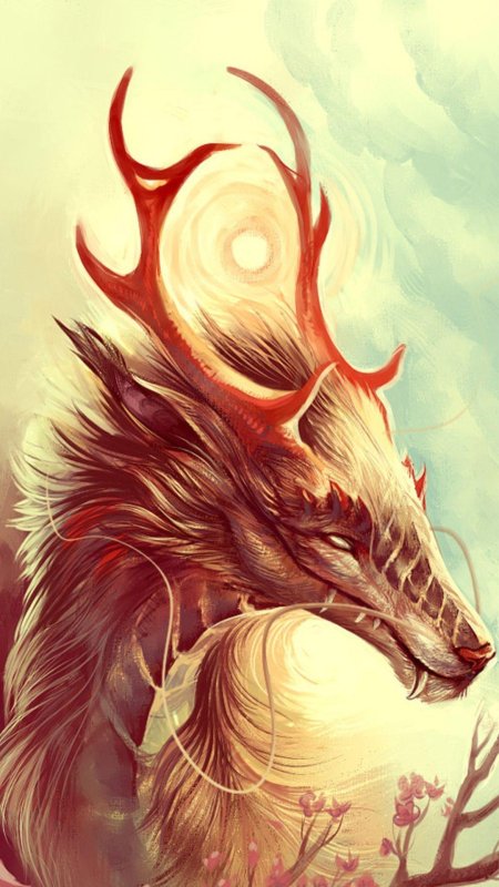 Дракон с рогами