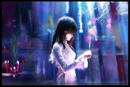 Девушка со свечой арт