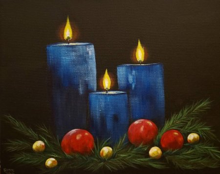 Свеча живопись рождественская