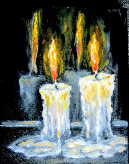 Свеча гуашью