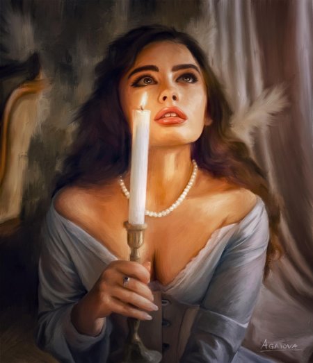 Картина девушка со свечой