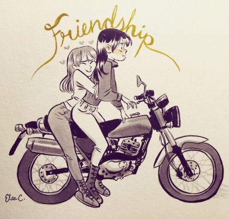 Девушка на мотоцикле рисунок